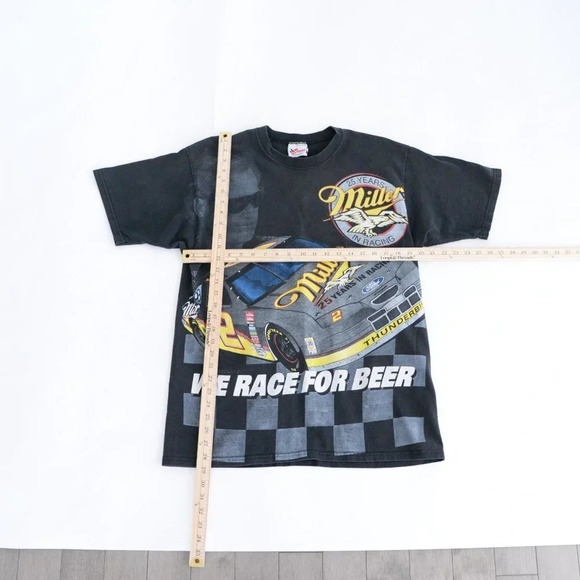 Vintage Chase Race Wear Y2K Black "Miller We Race for Beer" Brad Keselowski Tee - Picture 4 of 16